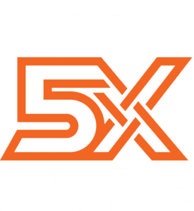 5X Fitness Lounge logo with heartbeat.