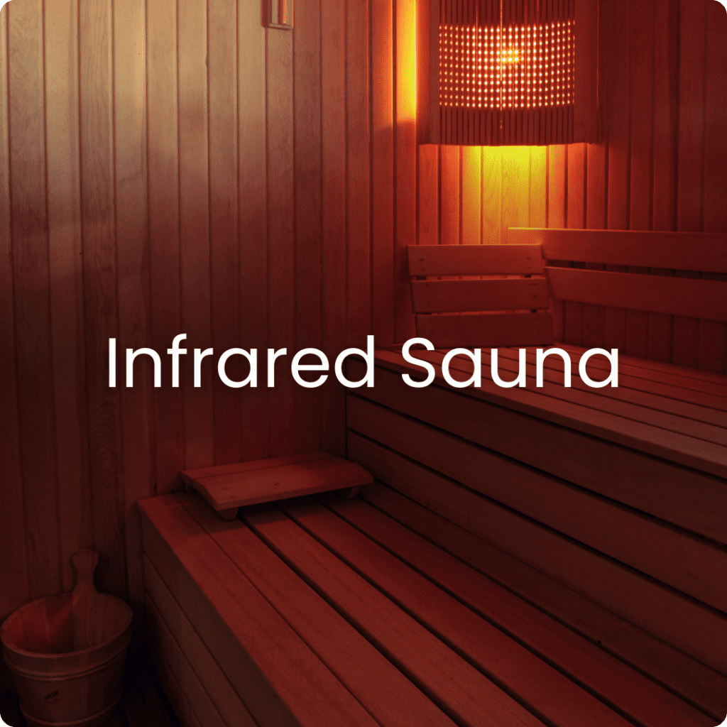 Wooden infrared sauna interior.